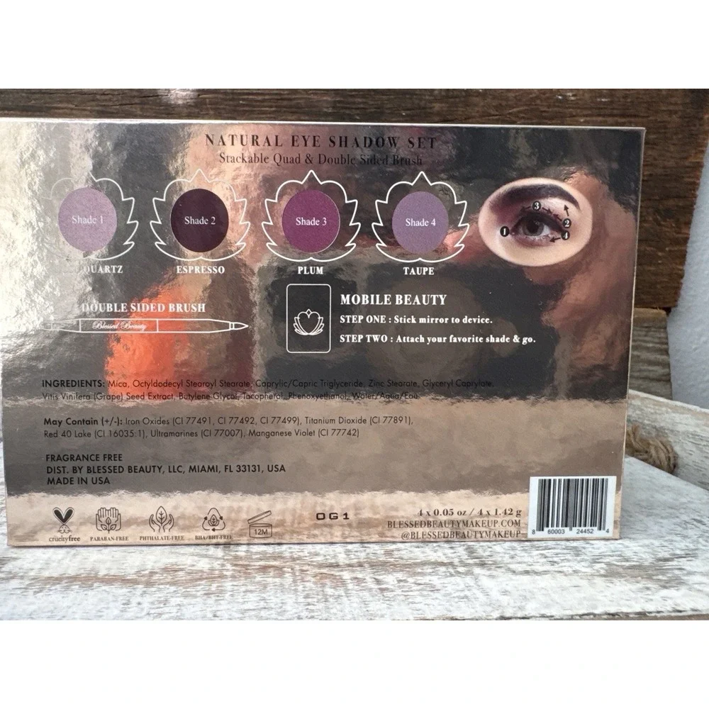 Blessed Beauty Stackable Eyeshadow Quad + 2-Sided Brush Set